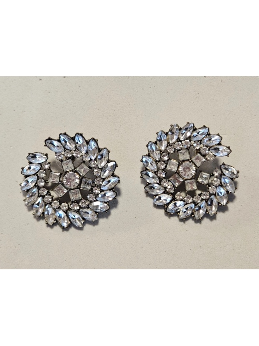 BaubleBar Oversized Crystal Statement Earrings, Circular Floral Design